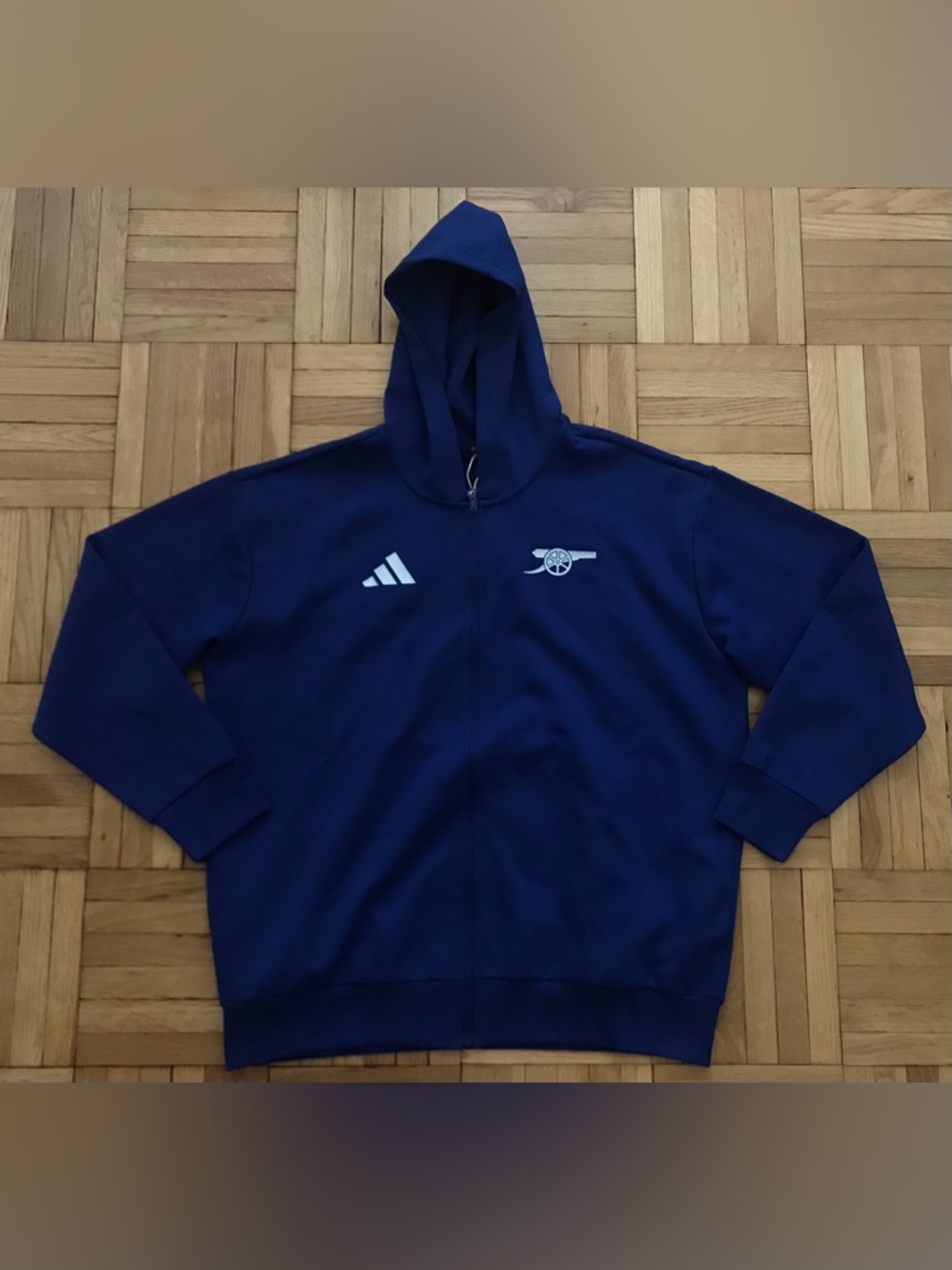 Size 2XL XXL Mens Adidas Arsenal 24/25 Anthem Hooded Soccer Jacket Blue IT4083